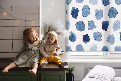 Blackout roller blind Blue painted spots