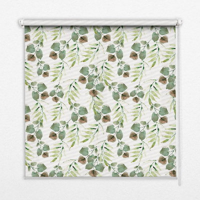 Fabric roller blind for window Green leaves