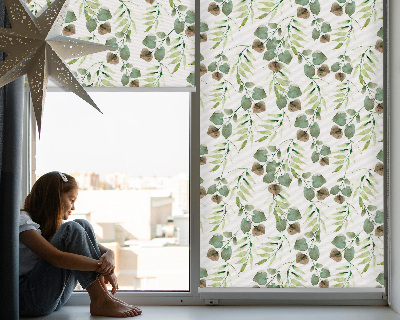 Fabric roller blind for window Green leaves