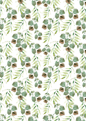 Fabric roller blind for window Green leaves