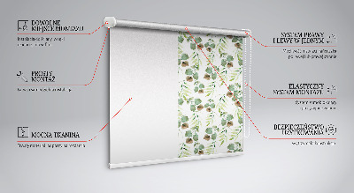 Fabric roller blind for window Green leaves