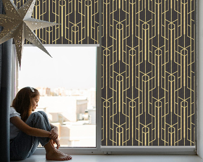 Blackout roller blind for window Yellow pattern