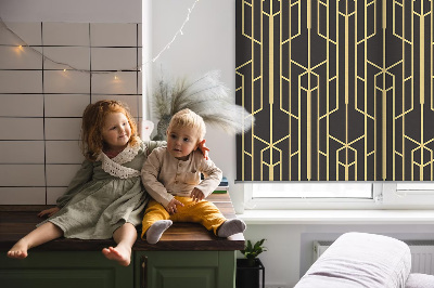 Blackout roller blind for window Yellow pattern