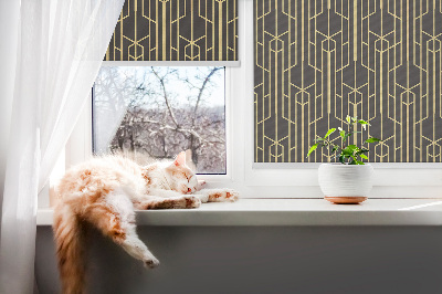 Blackout roller blind for window Yellow pattern