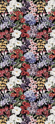 Fabric roller blind for window Colorful flowers