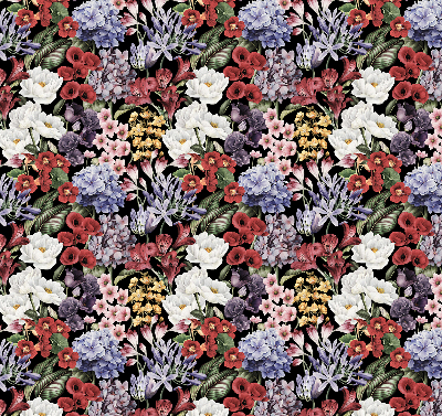 Fabric roller blind for window Colorful flowers