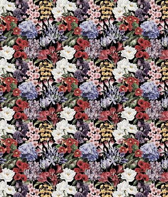 Fabric roller blind for window Colorful flowers