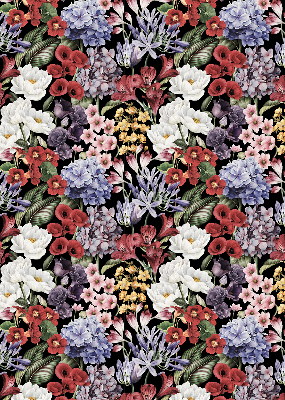 Fabric roller blind for window Colorful flowers