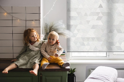 Blackout roller blind for window Gray triangle pattern