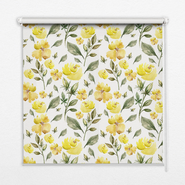 Blackout roller blind Yellow flowers