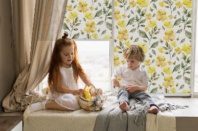 Blackout roller blind Yellow flowers