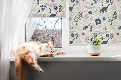 Blackout roller blind for window Colorful dinosaurs