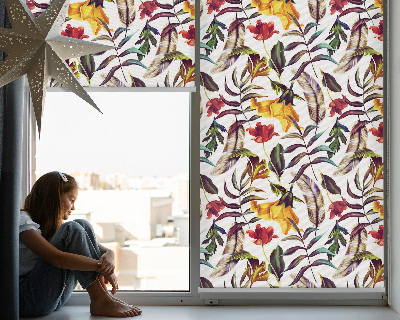 Fabric roller blind for window Colorful flowers