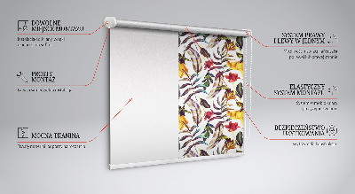 Fabric roller blind for window Colorful flowers
