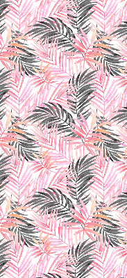 Fabric roller blind for window Pink and black leaves