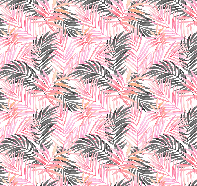 Fabric roller blind for window Pink and black leaves