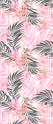 Fabric roller blind for window Pink and black leaves