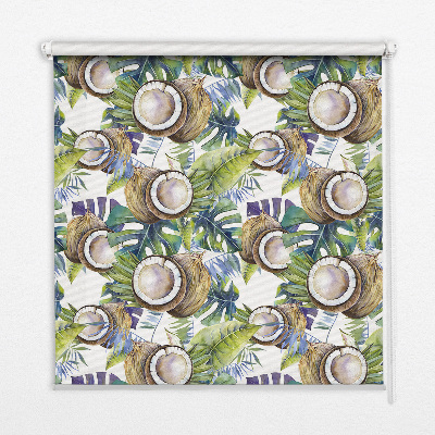 Blackout roller blind for window Coconuts and their leaves