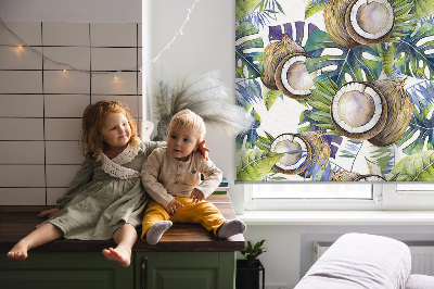 Blackout roller blind for window Coconuts and their leaves