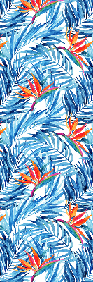 Fabric roller blind for window Blue leaves