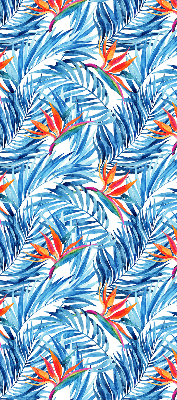 Fabric roller blind for window Blue leaves