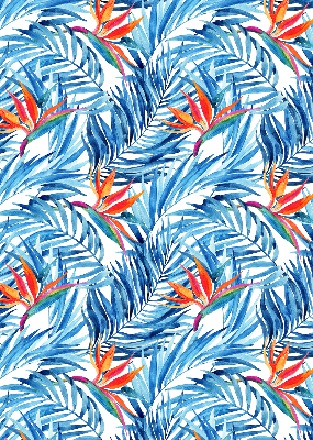 Fabric roller blind for window Blue leaves