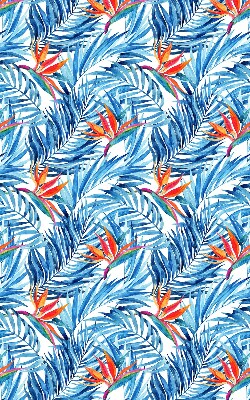 Fabric roller blind for window Blue leaves