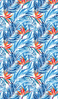 Fabric roller blind for window Blue leaves