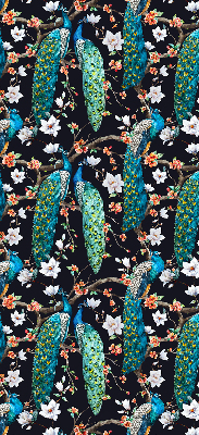 Blackout roller blind Peacock with flowers