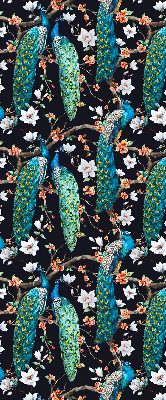 Blackout roller blind Peacock with flowers