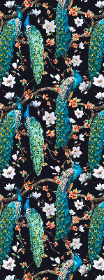 Blackout roller blind Peacock with flowers