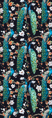 Blackout roller blind Peacock with flowers