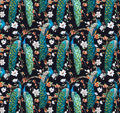 Blackout roller blind Peacock with flowers