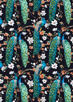 Blackout roller blind Peacock with flowers