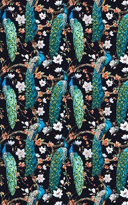 Blackout roller blind Peacock with flowers