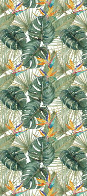 Blackout roller blind for window Tropical plants
