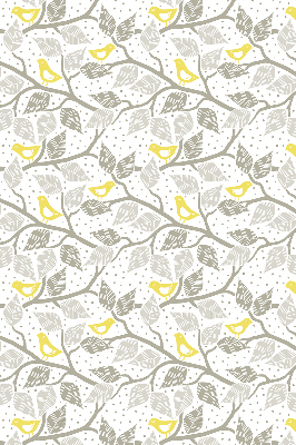 Fabric roller blind for window Yellow birds on gray branches