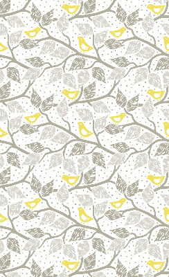 Fabric roller blind for window Yellow birds on gray branches