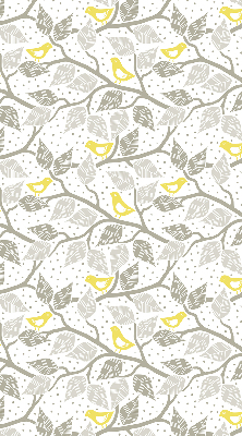 Fabric roller blind for window Yellow birds on gray branches