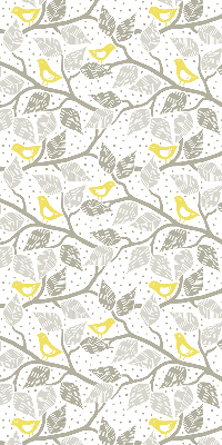 Fabric roller blind for window Yellow birds on gray branches