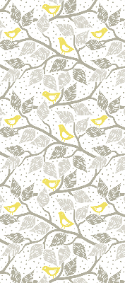 Fabric roller blind for window Yellow birds on gray branches