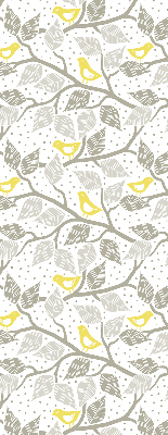 Fabric roller blind for window Yellow birds on gray branches