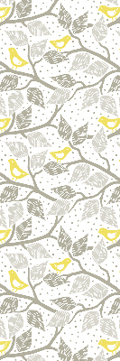 Fabric roller blind for window Yellow birds on gray branches