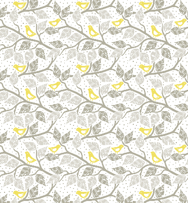 Fabric roller blind for window Yellow birds on gray branches