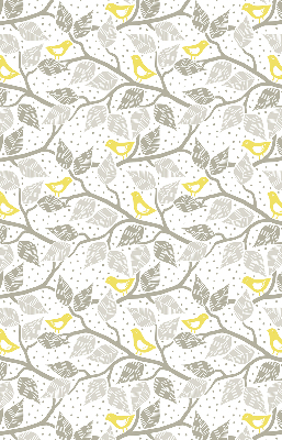 Fabric roller blind for window Yellow birds on gray branches