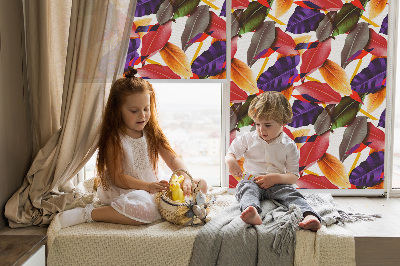 Fabric roller blind for window Colorful leaves