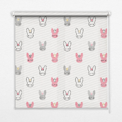Blackout roller blind for window Colorful rabbits in crowns