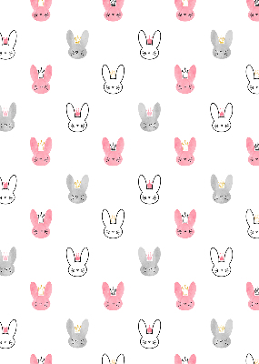 Blackout roller blind for window Colorful rabbits in crowns