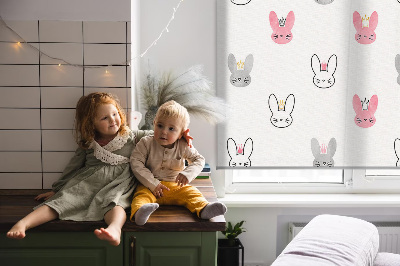 Blackout roller blind for window Colorful rabbits in crowns