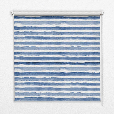 Fabric roller blind for window Painted blue stripes
